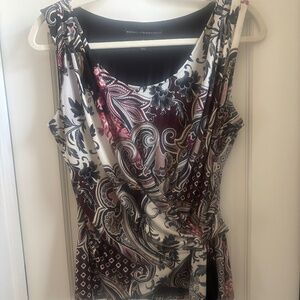 WHBM Sleeveless Faux Wrap Purple Printed Top size Small NWOT
